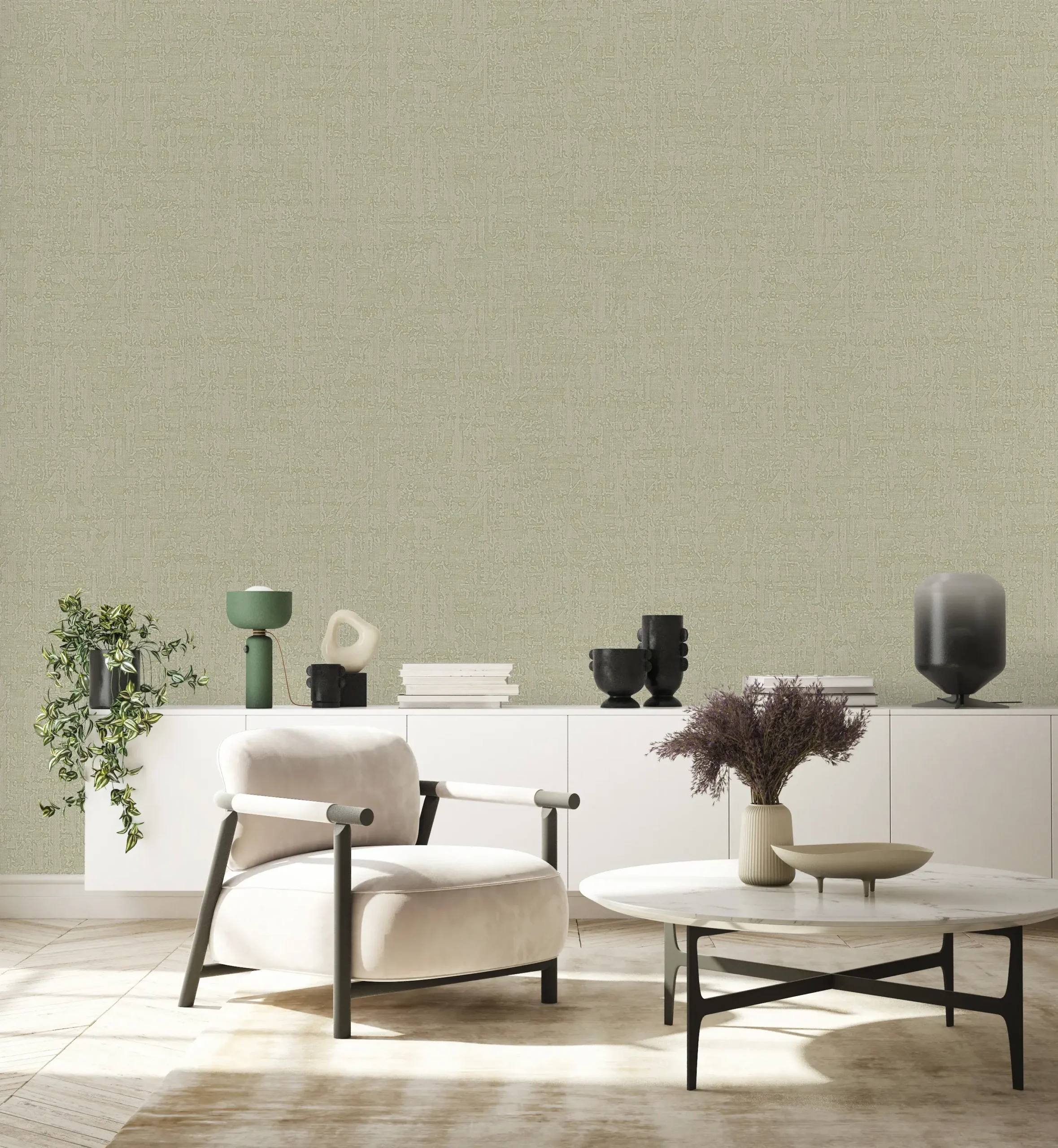 Green Embossed Wallpaper – Natural Serenity (24114-3)